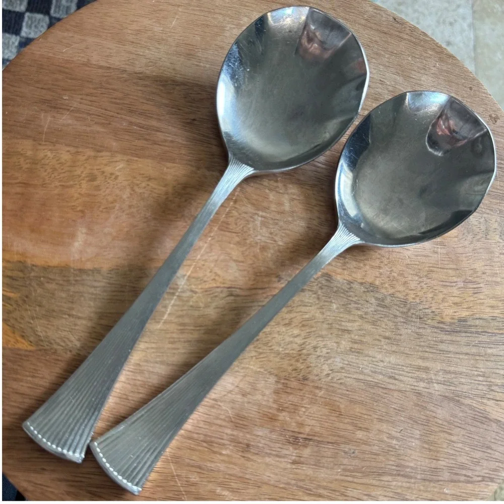 Towle Supreme NOBLESSE Solid Shell Casserole Serving Spoons Set of 2 Stainless